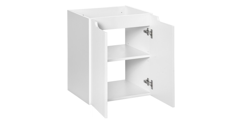 Meuble sous vasque VANO – 2 portes – Blanc alpin – L50 × P39 × H57 cm – À suspendre 