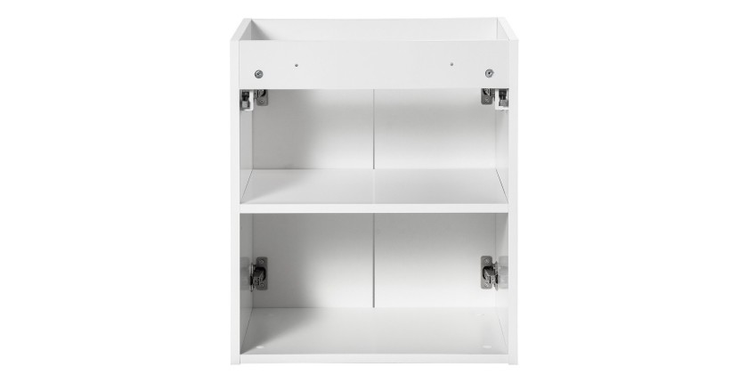 Meuble sous vasque VANO – 2 portes – Blanc alpin – L50 × P39 × H57 cm – À suspendre 