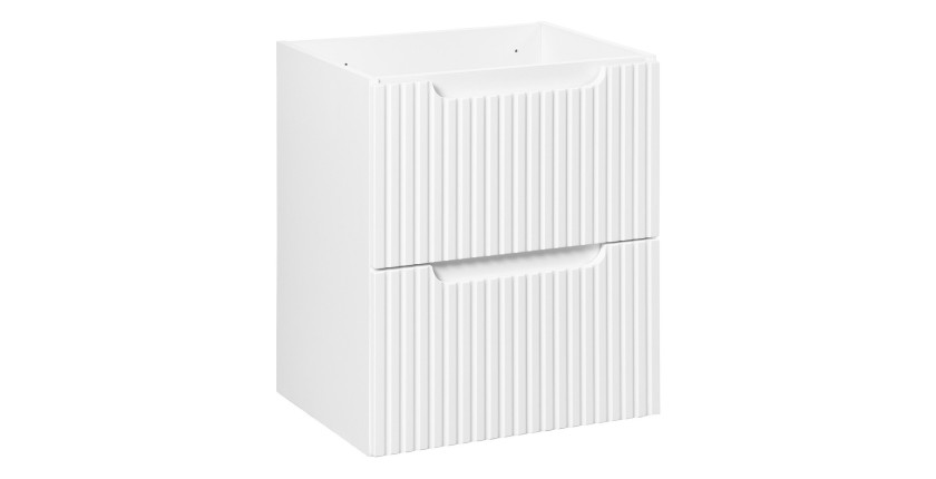 Meuble sous vasque VANO – 2 tiroirs – Blanc alpin – L50 × P39 × H57 cm – À suspendre 