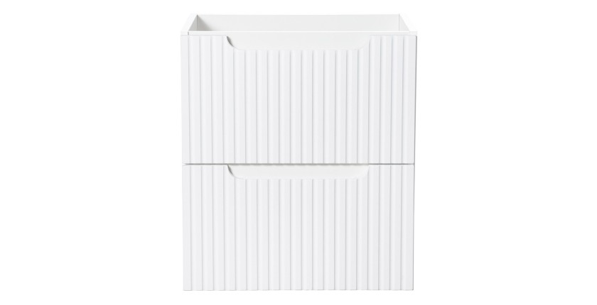 Meuble sous vasque VANO – 2 tiroirs – Blanc alpin – L50 × P39 × H57 cm – À suspendre 
