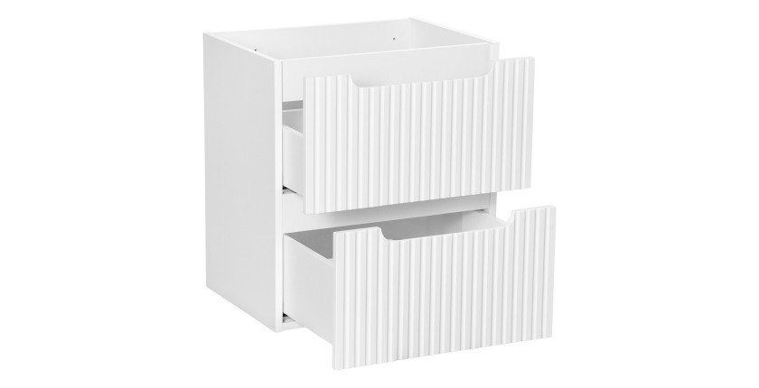 Meuble sous vasque VANO – 2 tiroirs – Blanc alpin – L50 × P39 × H57 cm – À suspendre 