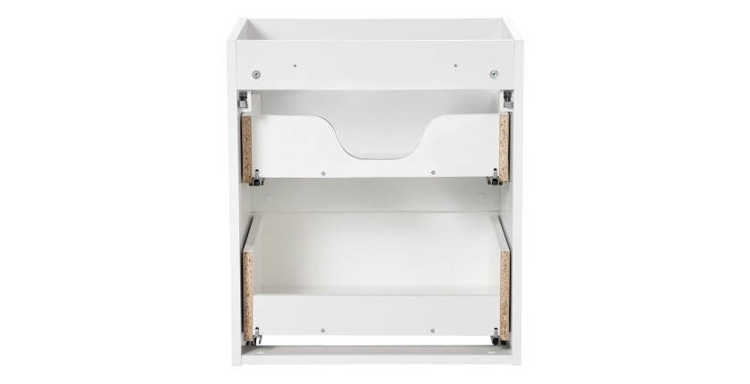 Meuble sous vasque VANO – 2 tiroirs – Blanc alpin – L50 × P39 × H57 cm – À suspendre 
