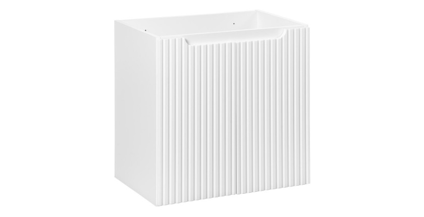 Meuble sous vasque VANO – 2 portes – Blanc alpin – L60 × P39 × H57 cm – À suspendre 