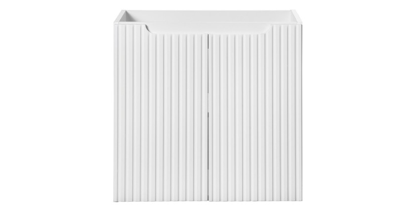 Meuble sous vasque VANO – 2 portes – Blanc alpin – L60 × P39 × H57 cm – À suspendre 