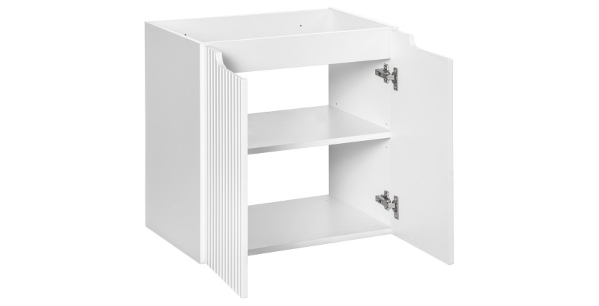 Meuble sous vasque VANO – 2 portes – Blanc alpin – L60 × P39 × H57 cm – À suspendre 