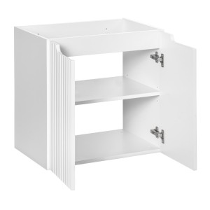 Meuble sous vasque VANO – 2 portes – Blanc alpin – L60 × P39 × H57 cm – À suspendre 