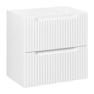 Meuble sous vasque VANO – 2 tiroirs – Blanc alpin – L60 × P39 × H57 cm – À suspendre 