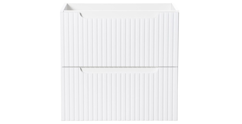 Meuble sous vasque VANO – 2 tiroirs – Blanc alpin – L60 × P39 × H57 cm – À suspendre 
