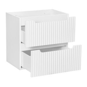 Meuble sous vasque VANO – 2 tiroirs – Blanc alpin – L60 × P39 × H57 cm – À suspendre 