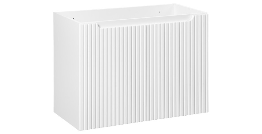 Meuble sous vasque VANO – 2 portes – Blanc alpin – L80 × P39 × H57 cm – À suspendre 