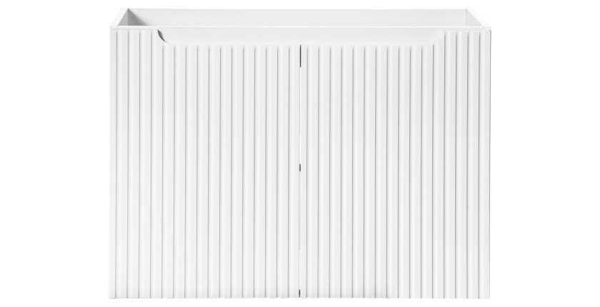 Meuble sous vasque VANO – 2 portes – Blanc alpin – L80 × P39 × H57 cm – À suspendre 