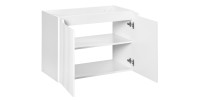 Meuble sous vasque VANO – 2 portes – Blanc alpin – L80 × P39 × H57 cm – À suspendre 