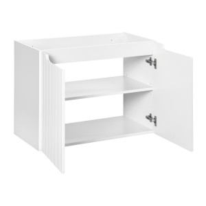 Meuble sous vasque VANO – 2 portes – Blanc alpin – L80 × P39 × H57 cm – À suspendre 