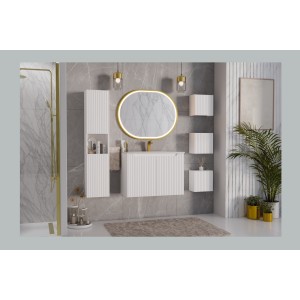 Meuble sous vasque VANO – 2 portes – Blanc alpin – L80 × P39 × H57 cm – À suspendre 