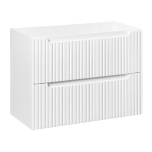  Meuble sous vasque VANO – 2 tiroirs – Blanc alpin – L80 × P39 × H57 cm – À suspendre 