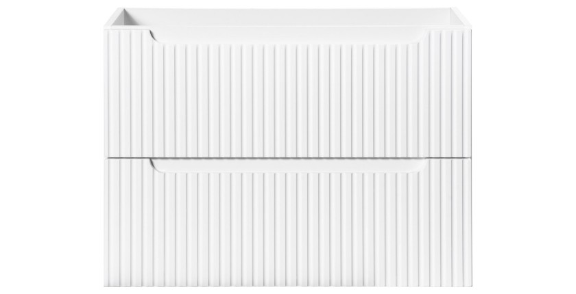  Meuble sous vasque VANO – 2 tiroirs – Blanc alpin – L80 × P39 × H57 cm – À suspendre 