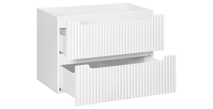  Meuble sous vasque VANO – 2 tiroirs – Blanc alpin – L80 × P39 × H57 cm – À suspendre 