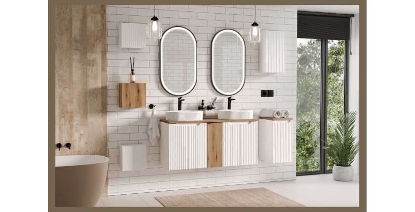 Meuble de rangement VANO – Blanc alpin – 1 porte – L30 × P18 × H57 cm – À suspendre 