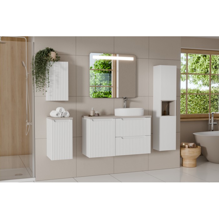 Meuble de rangement VANO – Blanc alpin – 1 porte – L30 × P18 × H57 cm – À suspendre 