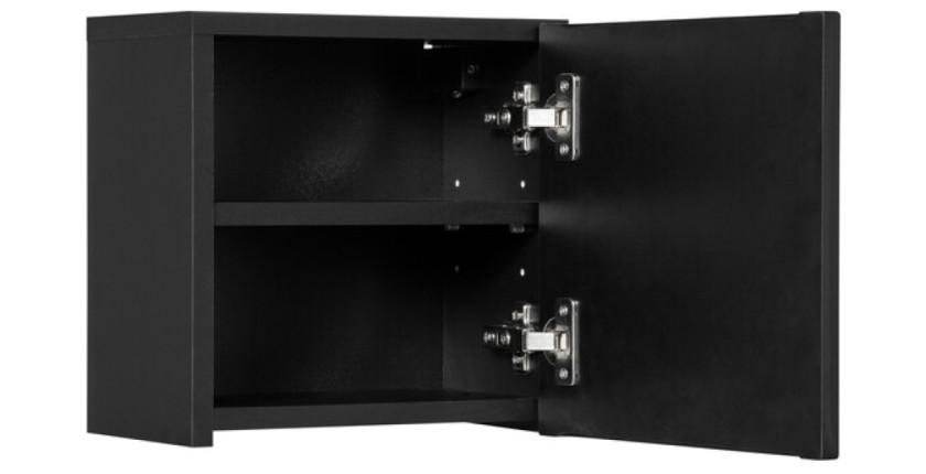 Meuble haut de salle de bain VANO – 1 porte – Noir mat – L30 × P18 × H30 cm – À suspendre