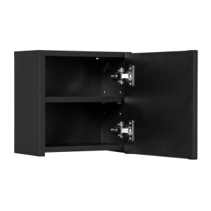 Meuble haut de salle de bain VANO – 1 porte – Noir mat – L30 × P18 × H30 cm – À suspendre