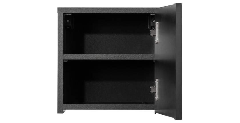 Meuble haut de salle de bain VANO – 1 porte – Noir mat – L30 × P18 × H30 cm – À suspendre