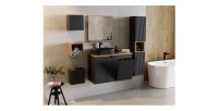 Meuble haut de salle de bain VANO – 1 porte – Noir mat – L30 × P18 × H30 cm – À suspendre