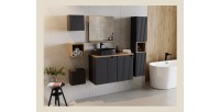 Meuble haut de salle de bain VANO – 1 porte – Noir mat – L30 × P18 × H30 cm – À suspendre