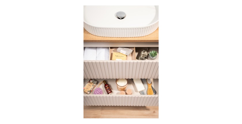 Meuble sous vasque VANO 80 cm – 2 tiroirs – Marron congo mat – L80 × P39 × H57 cm – À suspendre