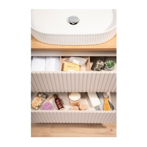 Meuble sous vasque VANO 80 cm – 2 tiroirs – Marron congo mat – L80 × P39 × H57 cm – À suspendre