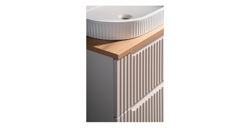 Meuble sous vasque VANO 80 cm – 2 tiroirs – Marron congo mat – L80 × P39 × H57 cm – À suspendre