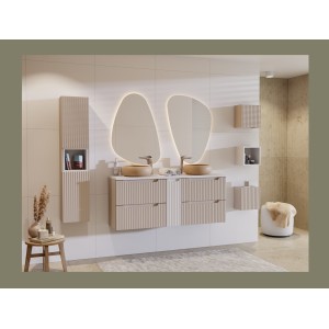 Meuble sous vasque VANO 80 cm – 2 tiroirs – Marron congo mat – L80 × P39 × H57 cm – À suspendre