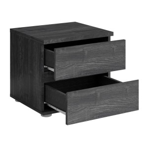 Chambre complète VELTIS – Lit 160x200 LED avec sommier + armoire + commode + chevets – Frêne noir