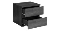 Chambre complète VELTIS – Lit 180x200 LED avec sommier + armoire + commode + chevets – Frêne noir