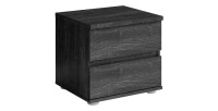 Chambre complète VELTIS – Lit 180x200 LED avec sommier + armoire + commode + chevets – Frêne noir