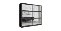 Chambre complète VELTIS – Lit 180x200 LED avec sommier + armoire + commode + chevets – Frêne noir