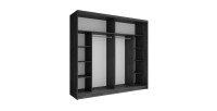 Chambre complète VELTIS – Lit 180x200 LED avec sommier + armoire + commode + chevets – Frêne noir