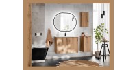 Meuble de rangement de salle de bain VANO – 1 porte – Coloris chêne – L30 × P57 × H18 cm – À suspendre