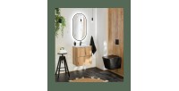 Meuble sous vasque VANO – 2 tiroirs – Coloris chêne – L80 × P57 × H39 cm – À suspendre
