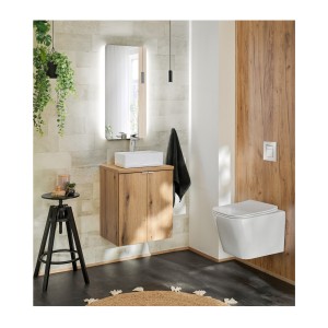 Meuble sous vasque VANO – 2 portes – Coloris chêne – L50 × P57 × H39 cm – À suspendre