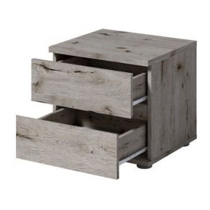 Lot de 2 tables de chevet VELTIS – 2 tiroirs – L46 x H43 cm – Coloris chêne Wellington