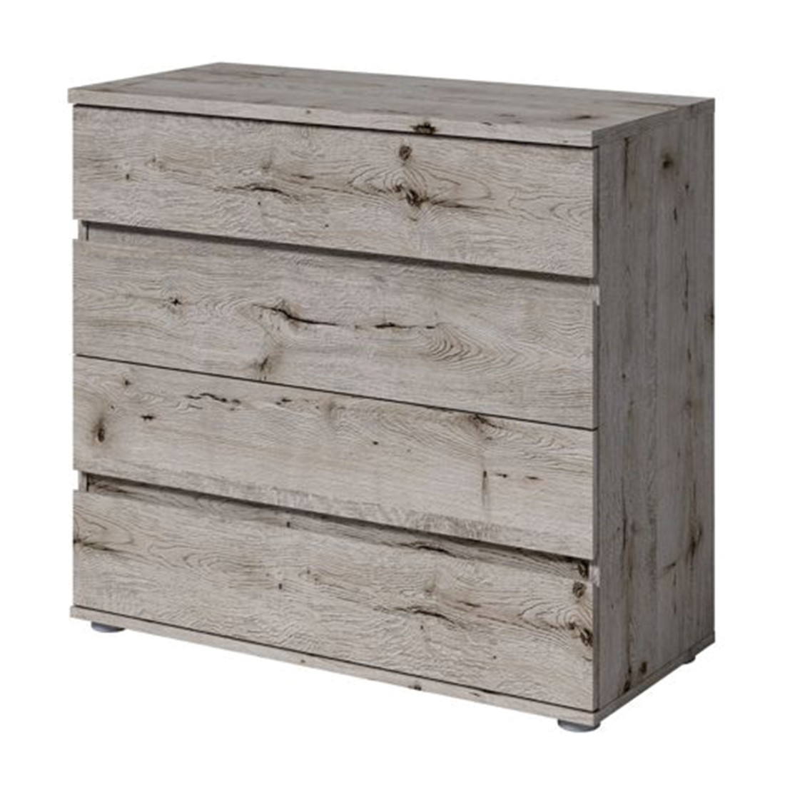 Commode VELTIS 4 tiroirs – L92 x H85 cm – Rangement moderne coloris chêne Wellington
