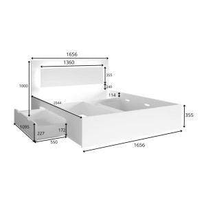Lit VELTIS 160x200 cm avec tête de lit LED – Coloris chêne Wellington – Sommier et matelas non inclus