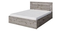 Lit VELTIS 160x200 cm avec tête de lit LED – Coloris chêne Wellington – Sommier et matelas non inclus