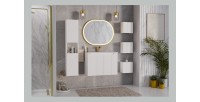 Meuble sous vasque VANO – 2 portes – Blanc alpin – L60 × P39 × H57 cm – À suspendre