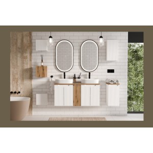 Meuble sous vasque VANO – 2 portes – Blanc alpin – L60 × P39 × H57 cm – À suspendre
