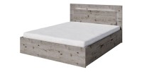 Ensemble lit VELTIS 180x200 cm avec sommier inclus – Tête de lit LED – Chêne Wellington – Matelas non inclus