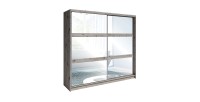Chambre complète VELTIS – Lit 160x200 LED avec sommier + armoire + commode + chevets – Chêne Wellington