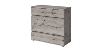 Chambre complète VELTIS – Lit 160x200 LED avec sommier + armoire + commode + chevets – Chêne Wellington