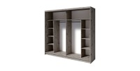Chambre complète VELTIS – Lit 160x200 LED avec sommier + armoire + commode + chevets – Chêne Wellington